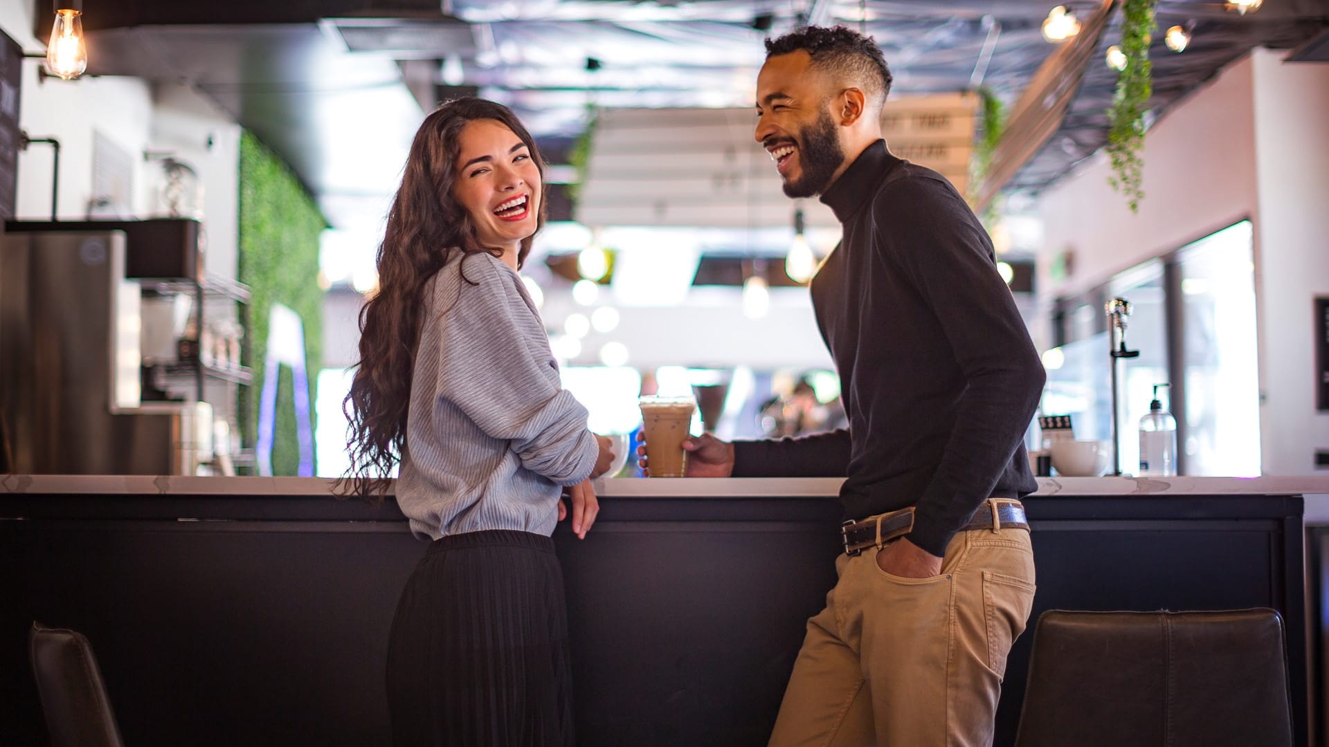 Couple at a bar in Seattle, WA