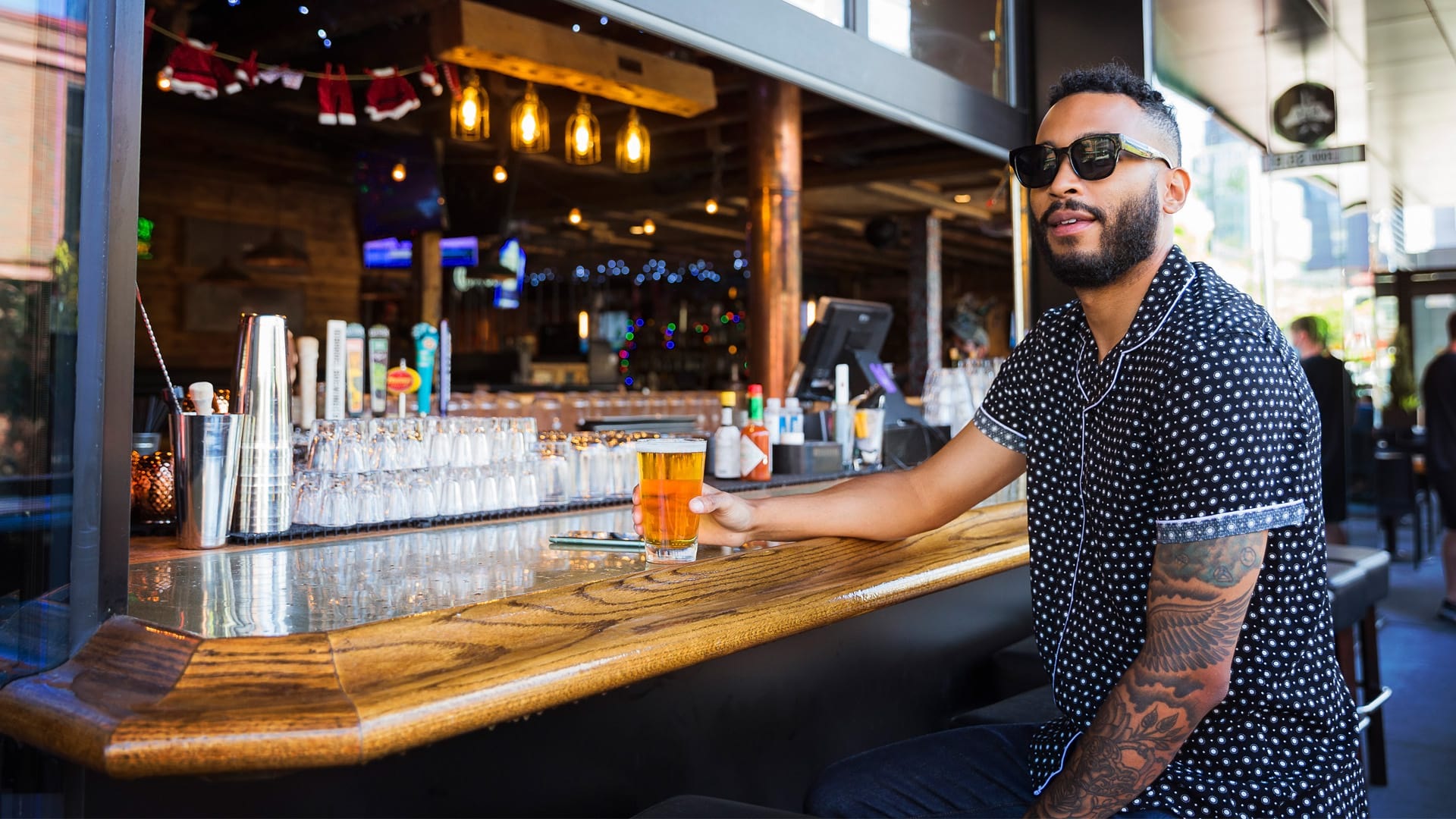 Man drinking at a Bar