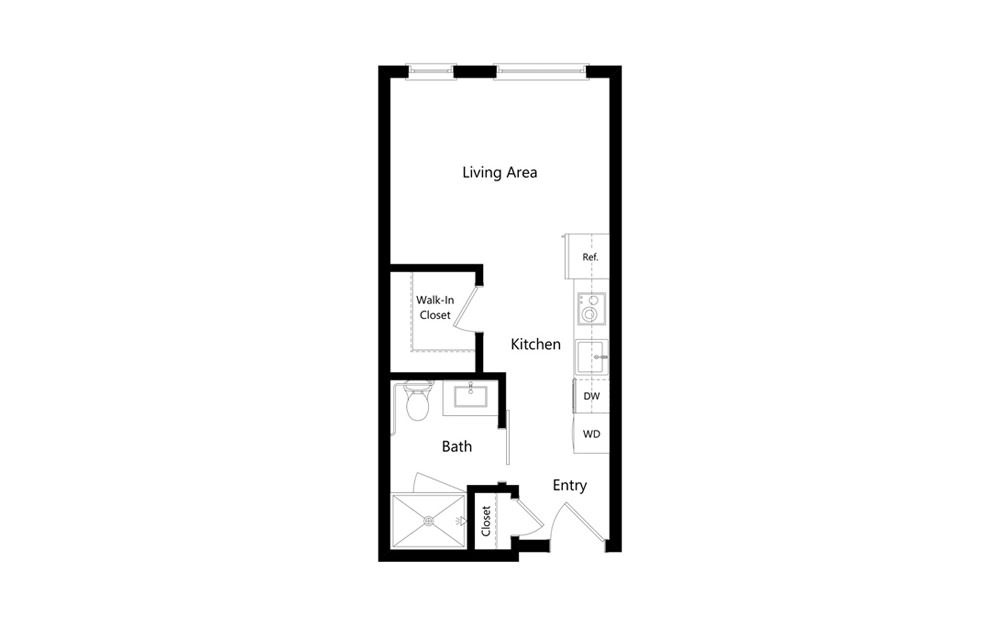 A4 Studio 1 Bath Floorplan