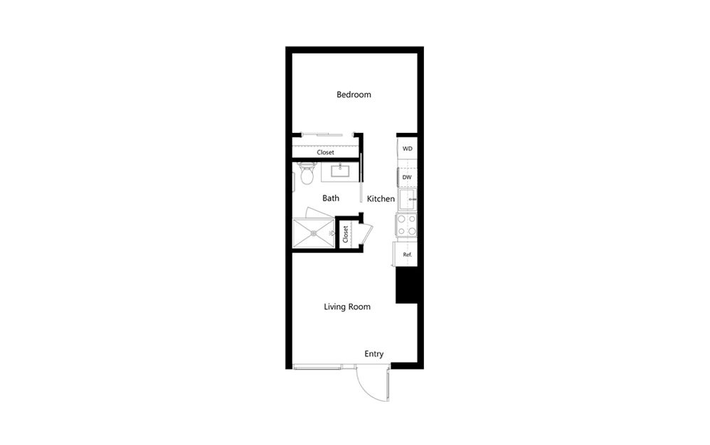 B4 1 Bed 1 Bath Floorplan